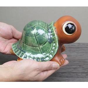 信楽焼 6号福亀 火色 長寿にご利益がある亀 縁起物のかめ置物 陶器カメ