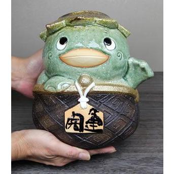 信楽焼 河童 置物 カッパ 可愛い ガマグチ がま口 おしゃれ 陶器