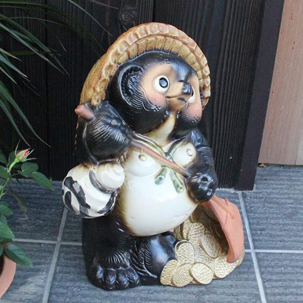 信楽焼 11号熊手狸 たぬき タヌキ 狸 開運 縁起物 可愛い 陶器 商売