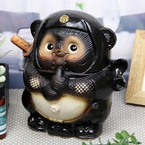 信楽焼 ドロン忍者狸(黒) たぬき タヌキ 開運 縁起物 可愛い 陶器 商売