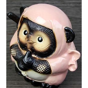 信楽焼 ドロン忍者狸(ピンク) たぬき タヌキ 開運 縁起物 可愛い 商売