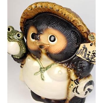 信楽焼 9号福蛙持ち開運狸 たぬき タヌキ 狸 開運 縁起物 可愛い 陶器