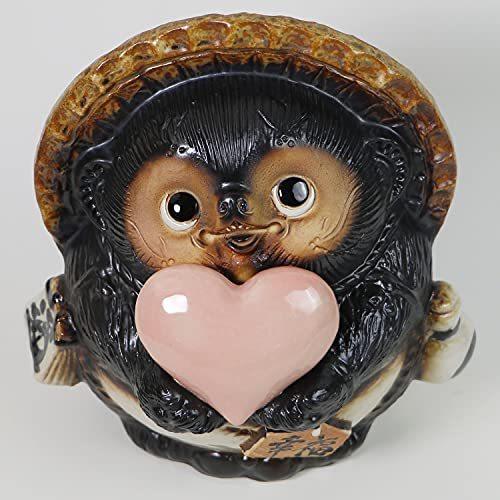 選べる3色 信楽焼 7号ハート持ち幸福狸 たぬき 置物 陶器 可愛い