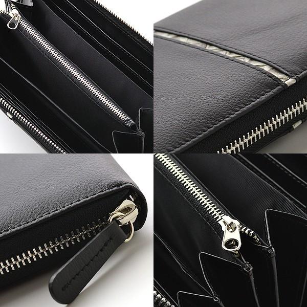 Glanz 長財布 財布 メンズ 牛革 蛇皮ライン ラウンドファスナー ロング