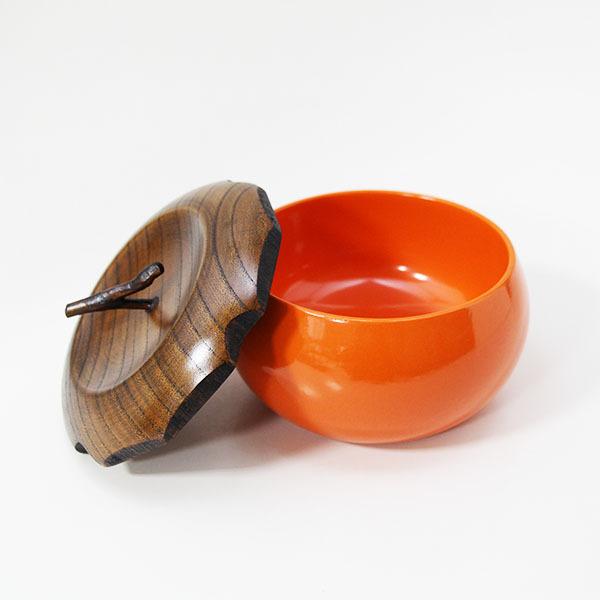 菓子器 木製 漆器 柿 漆塗り 蓋付き 菓子鉢 菓子入れ ボンボン入れ 鉢