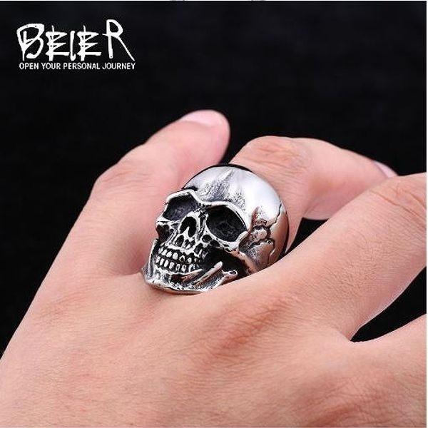 スカル リング ステンレス メンズ ドクロ 骸骨 リアル bn3 : シルバー