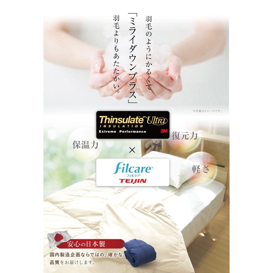 掛け布団 送料無料 シングルロング 150×210cm ミライダウンplus 中わた