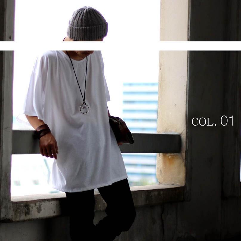 超ビッグTシャツ 半袖 オーバーサイズ ビックTシャツ ロング丈白 黒