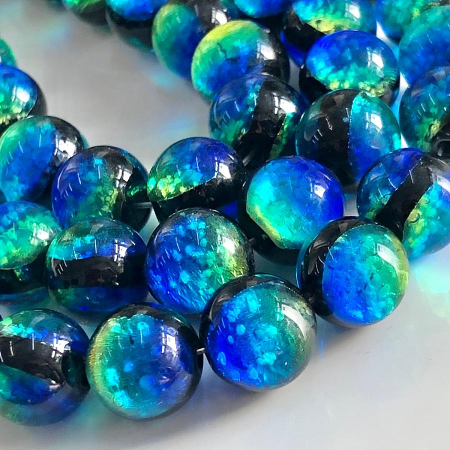 ケラママリン 12mm 連売り 33粒 蓄光ホタルガラス とんぼガラス