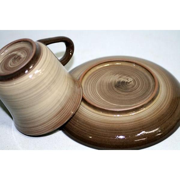 現川焼 臥牛窯「 サギ草朝顔型珈琲碗皿1客」 十三代横石臥牛（お