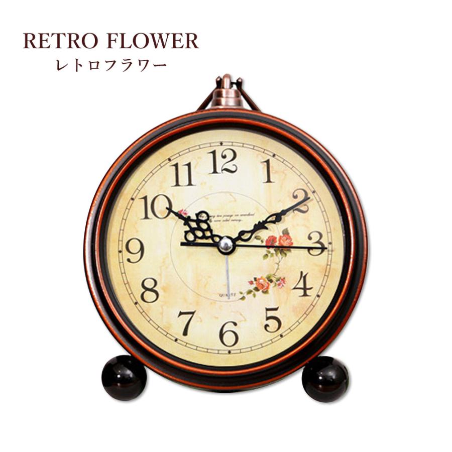 置き時計 置時計 花 ブラウン 小さい 玄関 おしゃれ かわいい 連続秒針