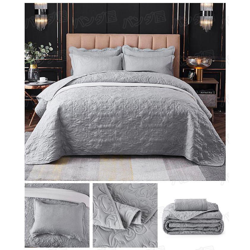 ベッドカバー キルト キルティング 綿 3点セット シート 枕カバー