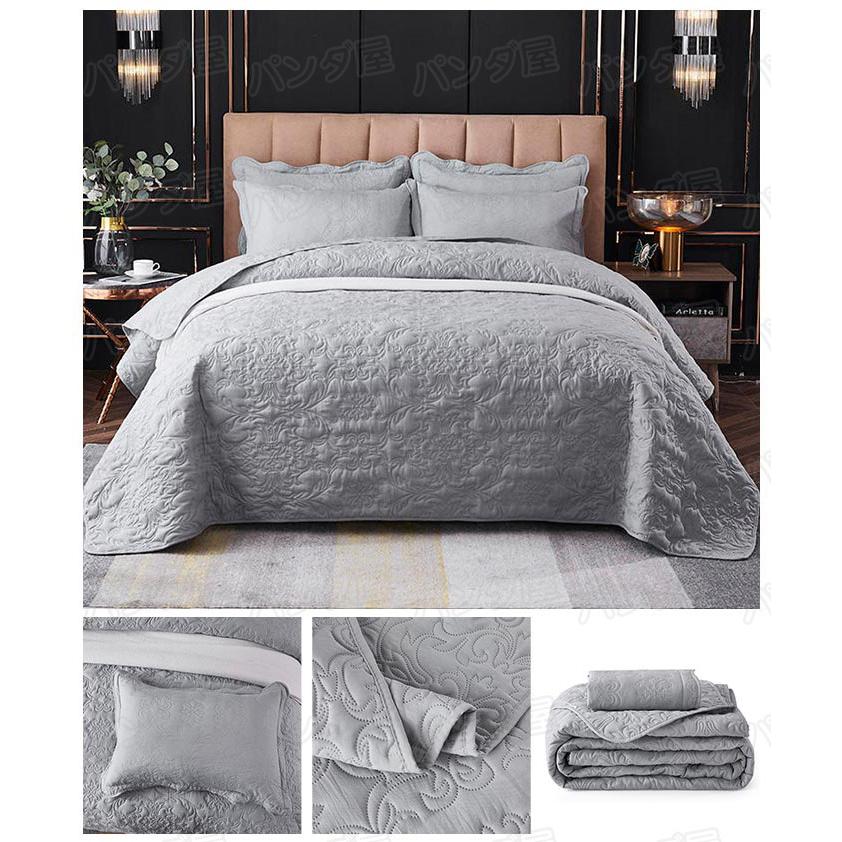 ベッドカバー キルト キルティング 綿 3点セット シート 枕カバー