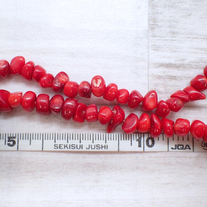 22. サンゴ ビーズ (染色) 中粒 さざれビーズ 1連 全1色 #11 サザレ