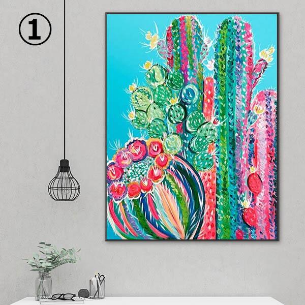 中級 フル ダイヤモンドアート キット ビーズ刺繍 カラフル サボテン