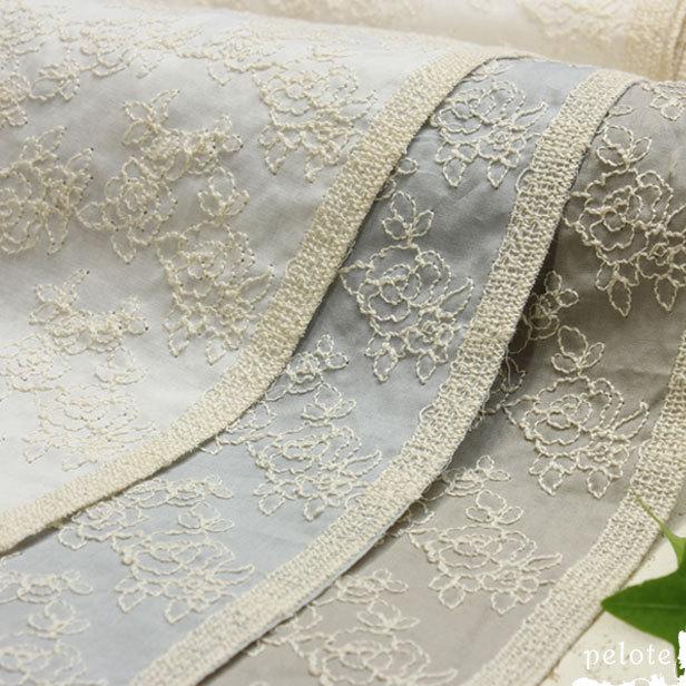 コットン 刺繍 生地 綿 コットンローン ローズ刺繍 薔薇 バラ