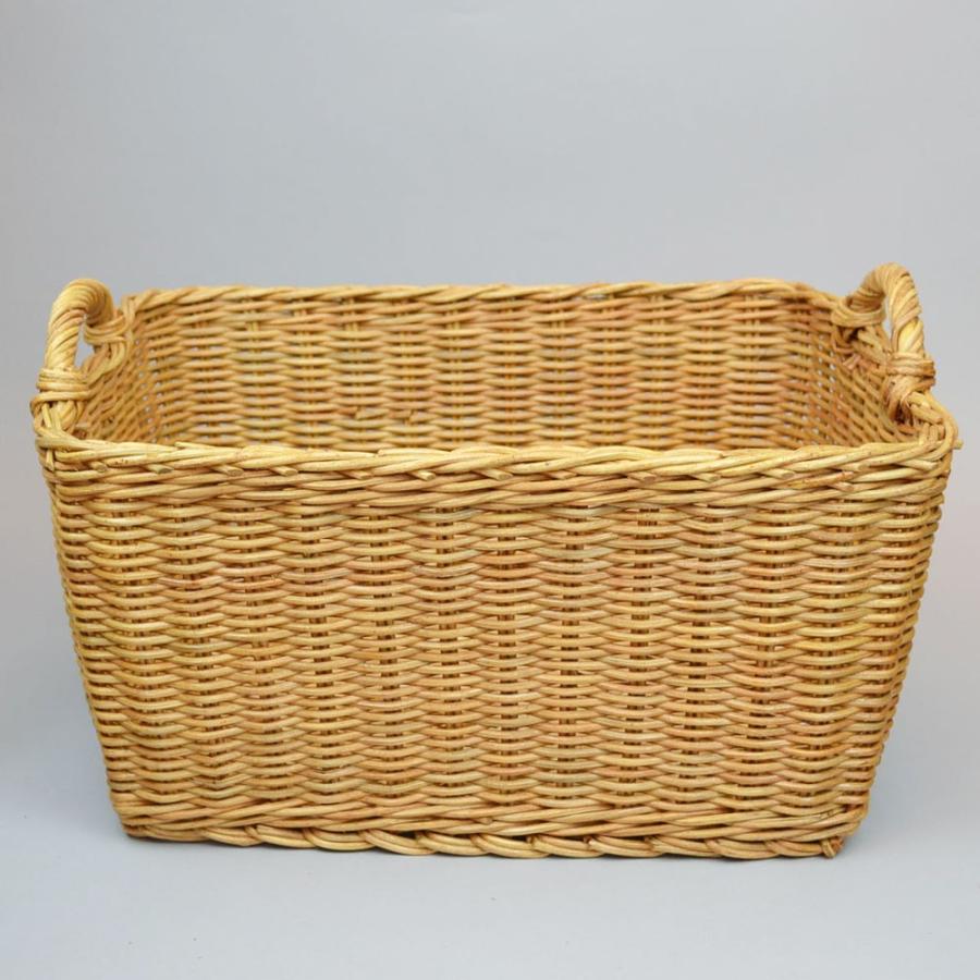 ラタン 角 深型 取っ手付き ランドリーバスケット 脱衣かご : ラタン