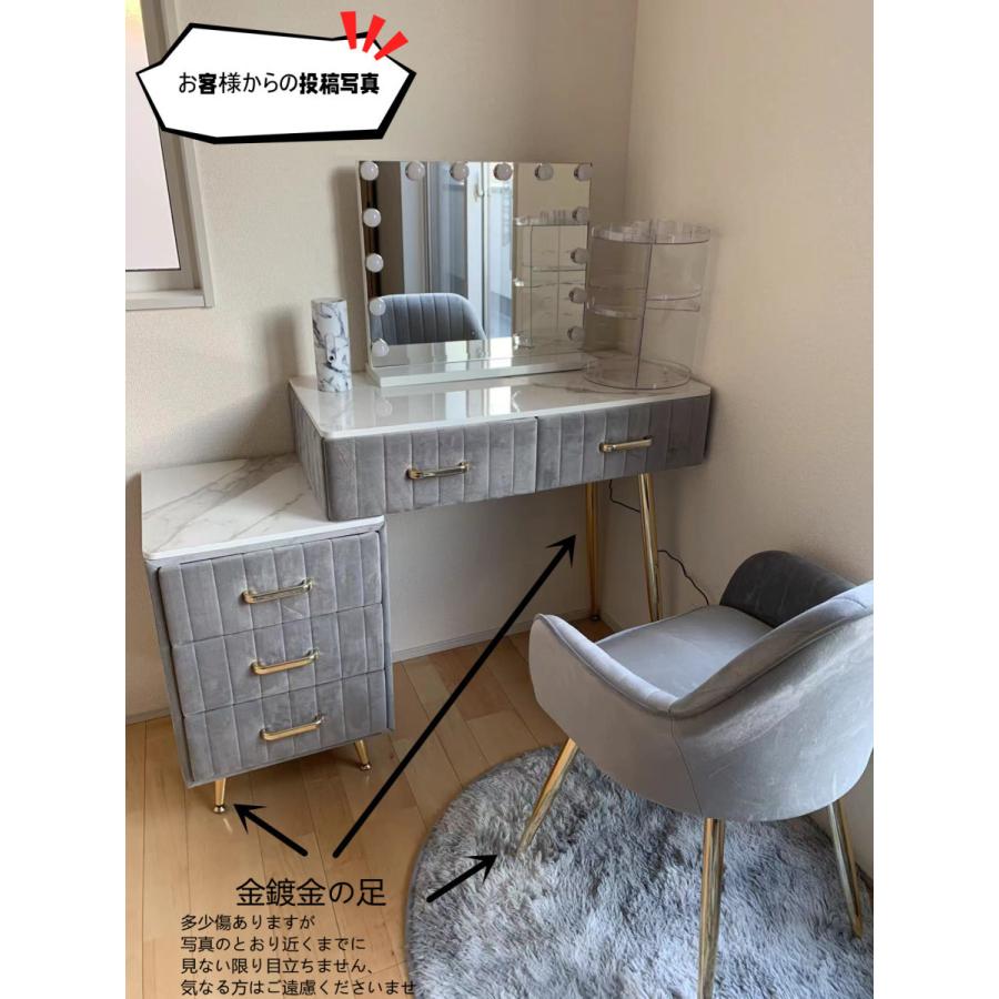 F＆I ドレッサー オシャレ 自社製品 北欧風 鏡台 お姫系 LEDミラー