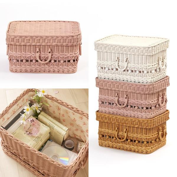 フィオーレ スタッキングバスケット PK(ピンク) 籐家具 バスケット