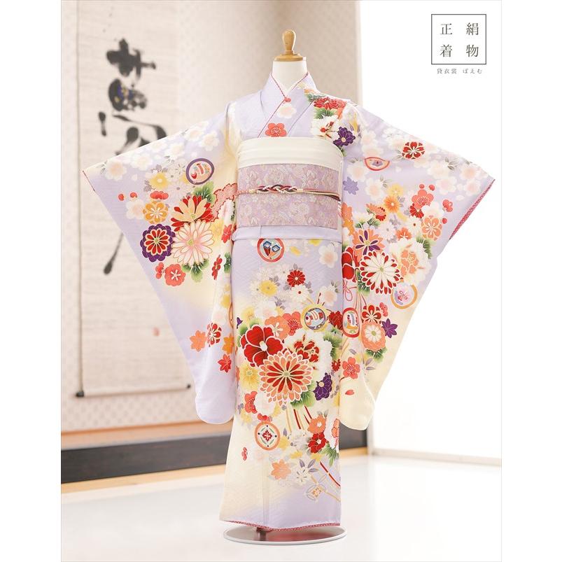 10歳 女の子 正絹 着物レンタル jk1250 子供振袖 ジュニア振袖 1/2成人