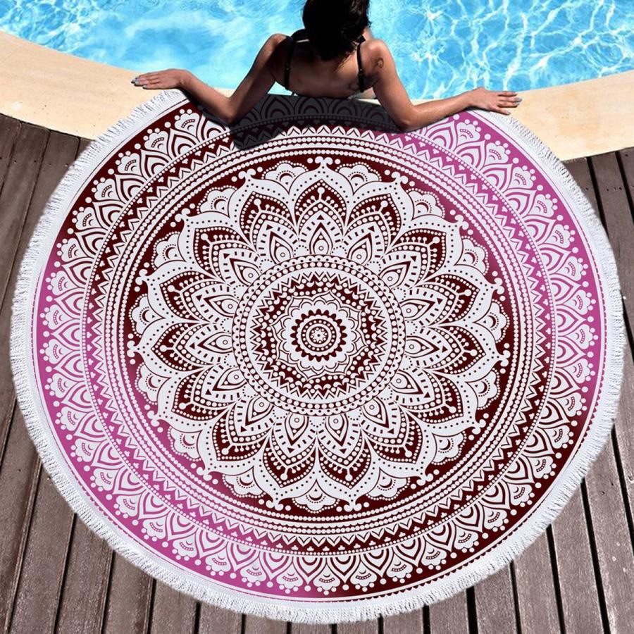 ラウンドビーチタオル 【ビーチマット ヨガマット バスタオル ラグ