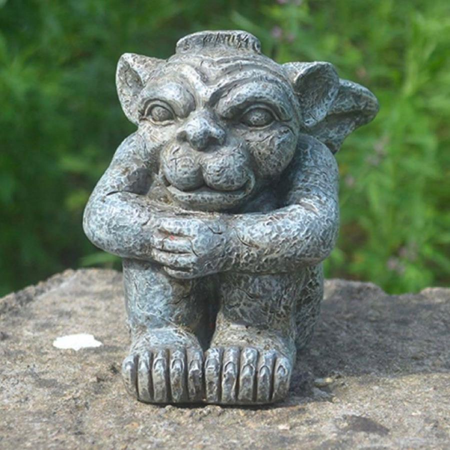 ガーゴイル オブジェ 石像風 魔除け 置物 庭 ガーデン オーナメント