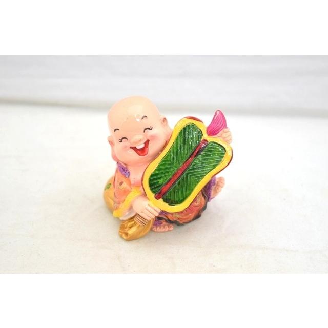 笑佛様 布袋 笑仏 芭蕉扇 樹脂製置物 カラフル マスコット 開運 8cm