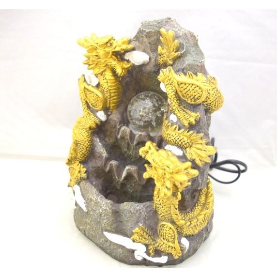 龍の噴水置物 龍 山水双龍 25cm 樹脂製 風水インテリア : 横浜中華街龍