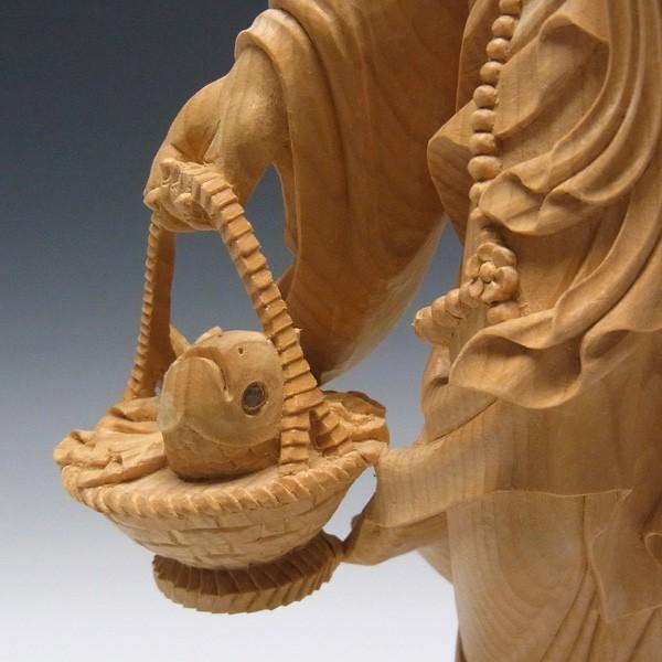 魚籃観音 立像 高さ42cm 榧製 木彫り 仏像 : 仏像と縁起物の専門店 龍