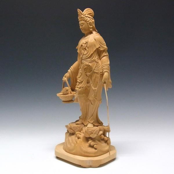 魚籃観音 立像 高さ42cm 榧製 木彫り 仏像 : 仏像と縁起物の専門店 龍