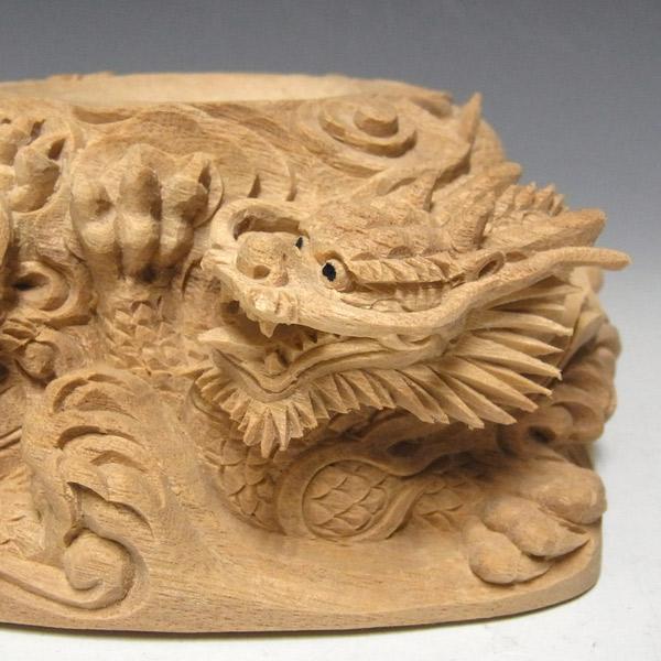 木彫り 双龍 水晶台座 約直径100mm用 置物 : 仏像と縁起物の専門店 龍