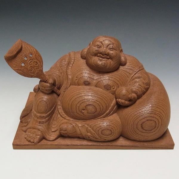 極上欅 布袋 木地仕上げ 15cm 木彫り 置物 日本仏師作品 : 仏像と