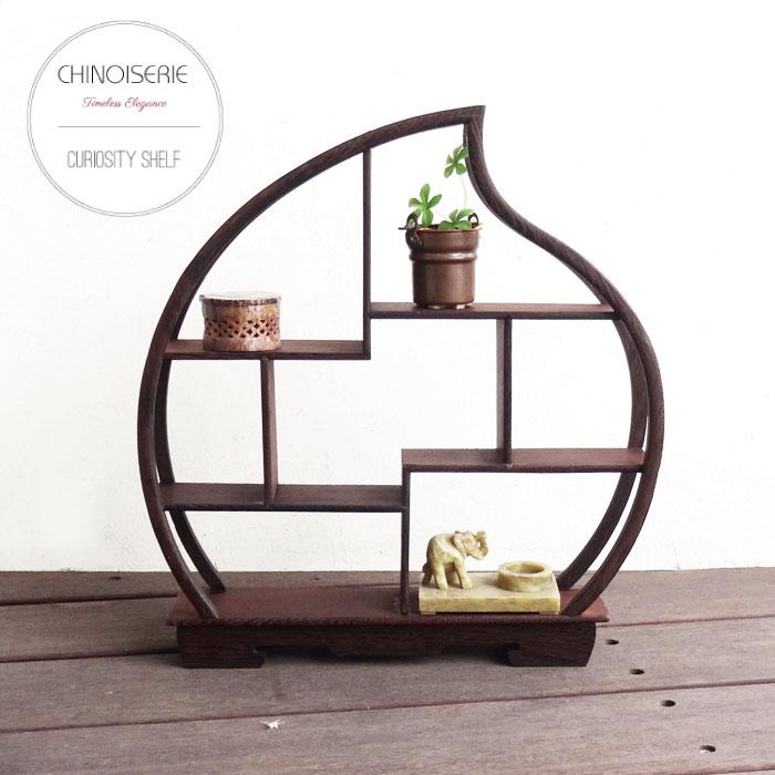 飾り棚 和風 和室 床の間 桃型 小桃 シノワズリ 珍品棚 盆栽棚