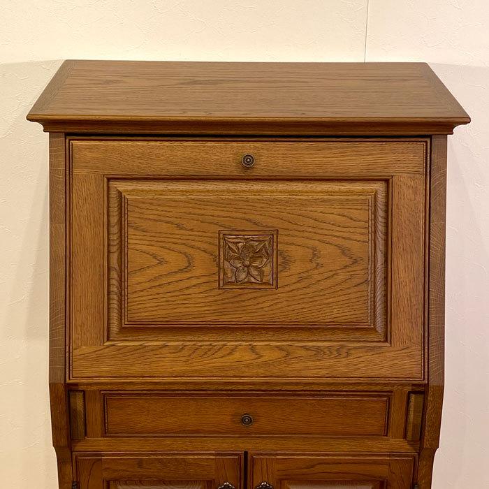 日本製 国産家具 ナラ無垢 折りたたみ ライティングビューロー