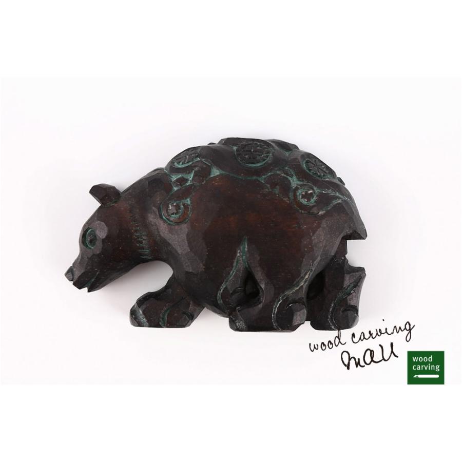 木彫りの熊 ETHNIC DESIGNS 文様マグネット クマハシル 手彫り アイヌ