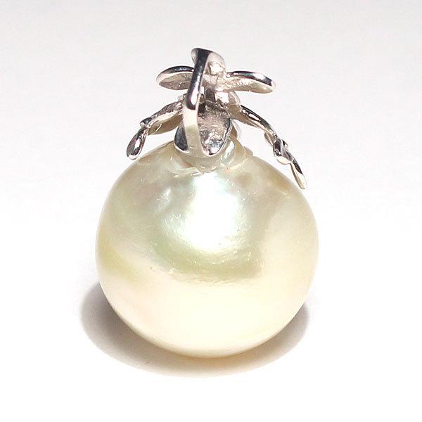 ペンダントトップ 白蝶真珠バロック形幅15.1mmK18WGホワイトゴールド製