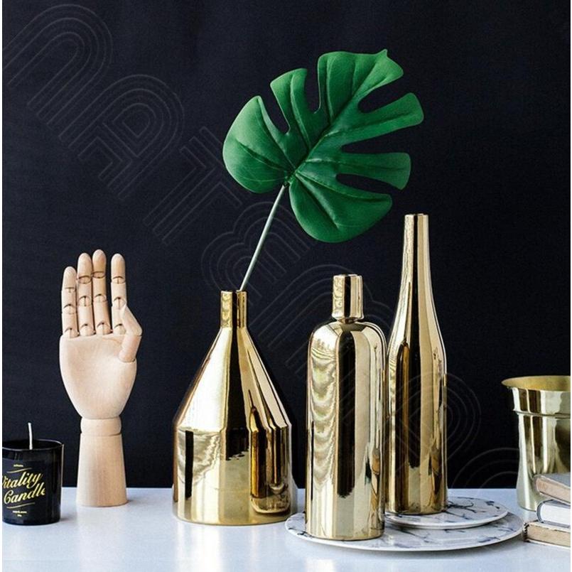 真鍮色 シャビー 金色 ゴールド 陶器 一輪挿し フラワーベース 花瓶