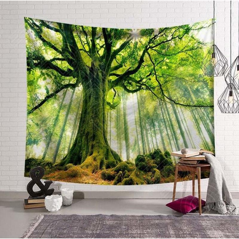 神秘の自然 お部屋で森林浴 山 3Dグラフィックタペストリー アート