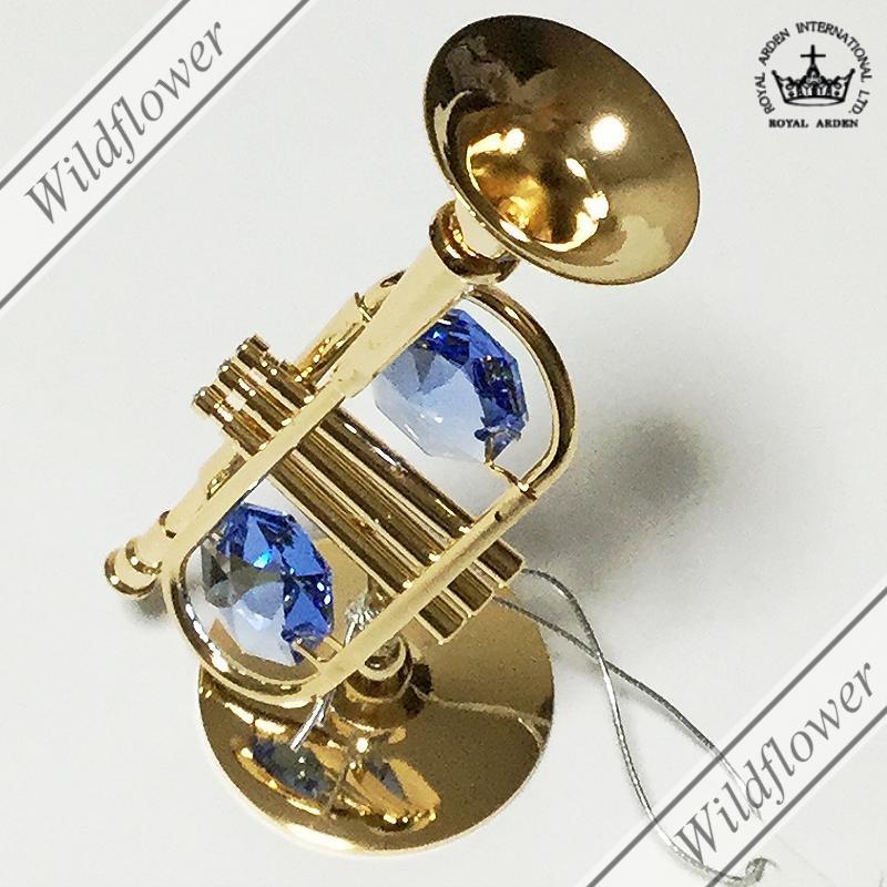 スワロフスキー トランペット 楽器 オーナメント ゴールド オブジェ