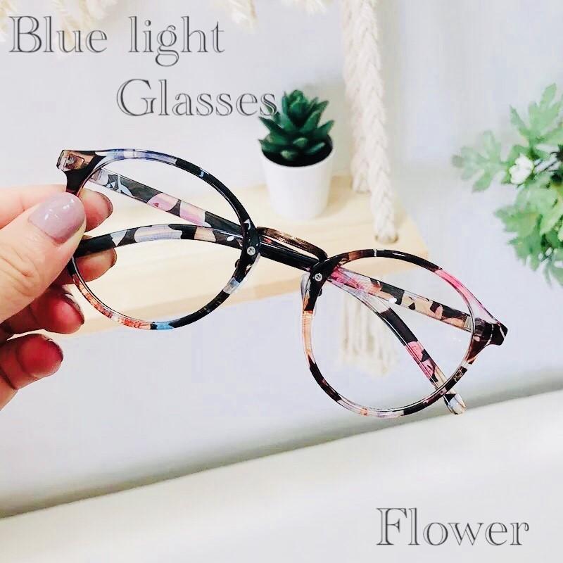 ブルーライトメガネ ボストン 花柄 フラワー メガネ ブルーライト