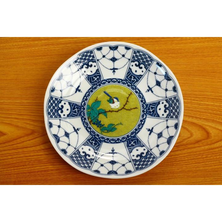 九谷焼 7.5号皿 染付瓔珞文吉田屋風 / 青郊窯 和食器 皿 盛皿 人気