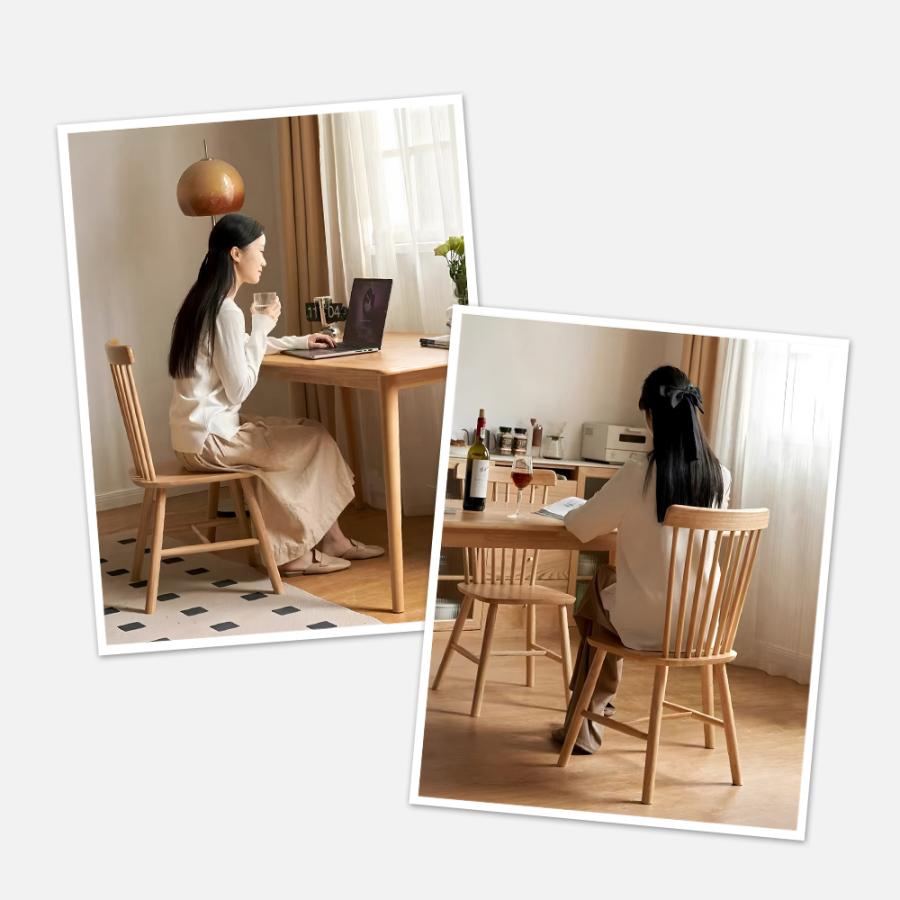 DOMIYA ダイニングチェア ウィンザーチェア 2脚セット木製 無垢材 椅子