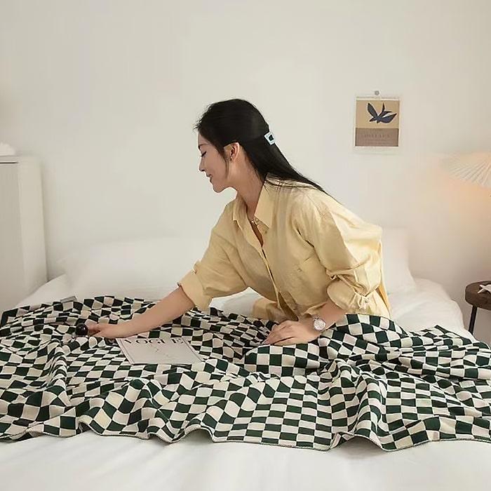 プレゼント ブランケット 大判 ひざ掛け チェック柄 北欧 ソファー