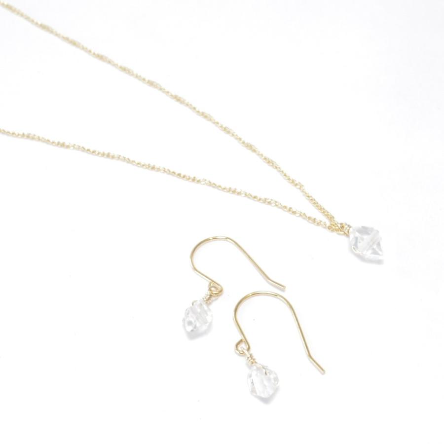 ピアス レディース ハーキマーダイヤモンド 14KGF フックピアス 決算大