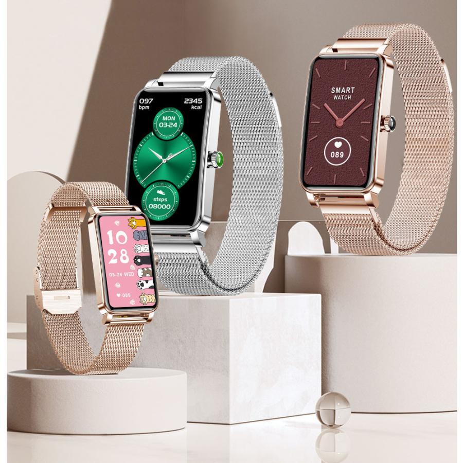 スマートウォッチ レディース 防水 女性 フルタッチスクリーン 心拍数