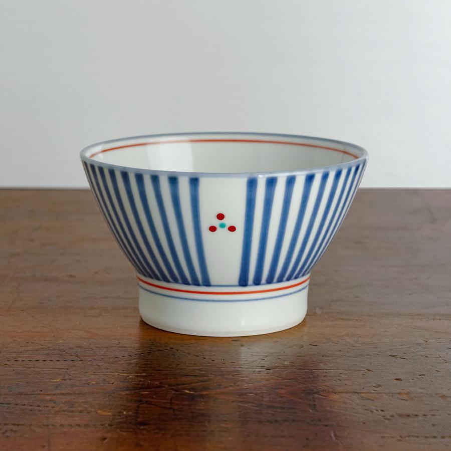 砥部焼 くらわんか 大 十草三つ紋 梅山窯 ご飯茶碗 飯碗 伝統工芸品 民