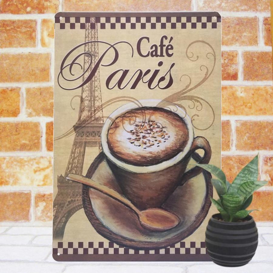 ブリキ看板 アンティーク カフェ風 パリch インテリア ポスター