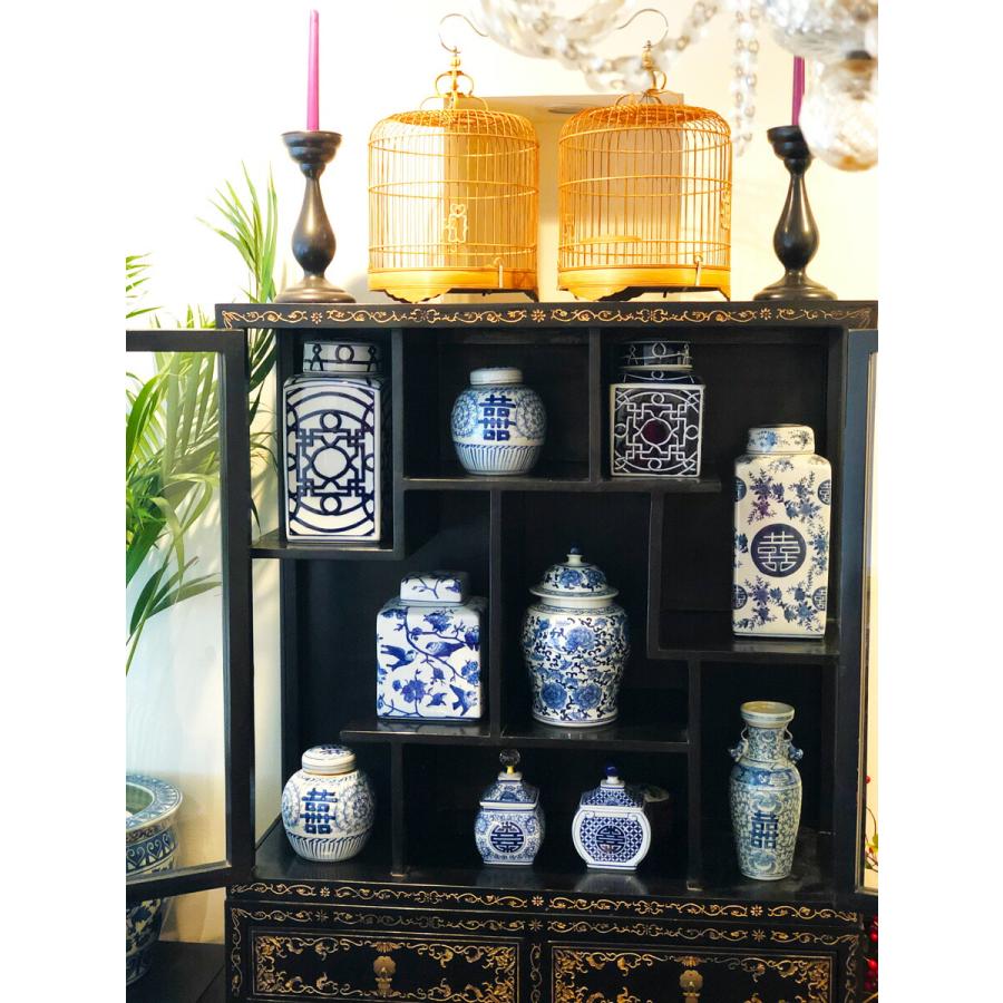 THE-SECRET-GARDEN シノワズリ ブルーアンドホワイト 飾り壺 青白陶器