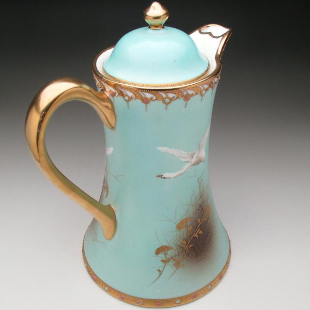 ノリタケ オールドノリタケ 金盛りジュール フライングスワン コーヒー