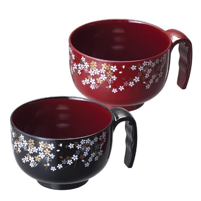 汁椀 山中塗 日本製 手付き汁椀 山中漆器 おしゃれ 取っ手つき お椀 桜